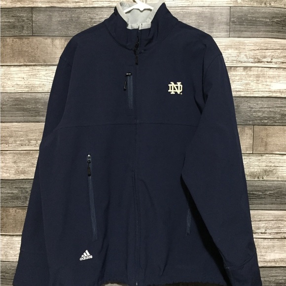 Adidas Notre Dame Softshell Fleece Lined Jacket Men’s L Navy Blue Full Zip - Picture 3 of 11